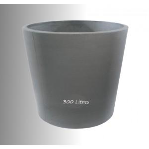 Grand pot en béton pressé - diamètre 90cm - anthracite - robuste et traité contre le gel_0