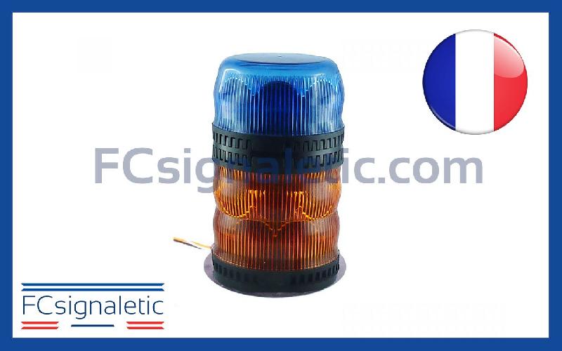 Gyrophare Gyroled KOMBI orange classe 2 flash, bleu classe 1 flash embase magnétique prise allume cigare STANDBY MERCURA_0