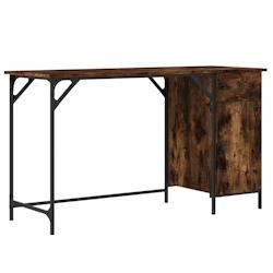 Helloshop26 - Bureau table poste de travail meuble d'ordinateur informatique étude d'ordinateur chêne fumé 131 x 48 x 75 cm bois 02_0023726 - 30002_0