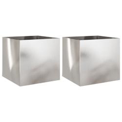 Helloshop26 - Jardinière bac lit surélevé plantes fleurs jardin terrasses lot de 2 argenté 49 x 47 x 46 cm acier inoxydable Argent 02_0039014 - 30_0