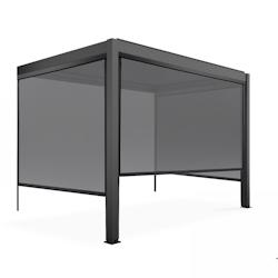 Oviala Business Pergola bioclimatique adossée 3x3m et 3 Stores 2,66x2,4m - grey aluminium 109342_0