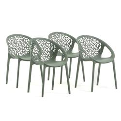 RATTATAN Lot de 4 chaises empilables en polypropylène renforcé de fibre de verre, pour extérieur et jardin, restaurant, cuisine design moderne –_0