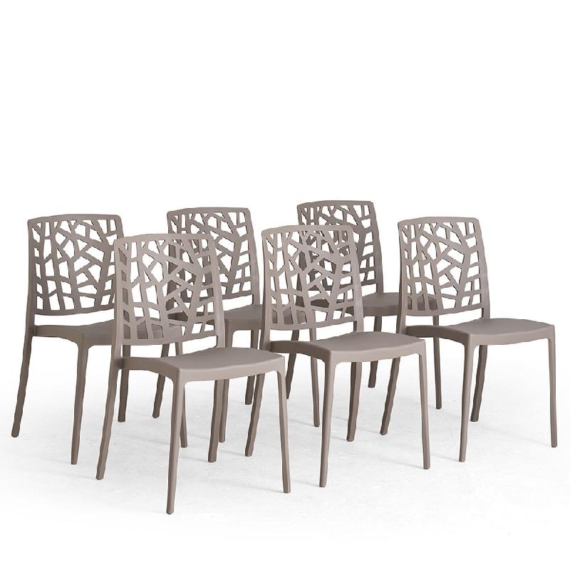 RATTATAN Lot de 6 chaises empilables en polypropylène avec fibre de verre pour jardin ou intérieur, hydrofuges et résistantes, design moderne-TRIXY_0