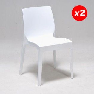 S6217BL2 - Chaises empilables en polypropylène blanc - Lot de 2 - Weber Industries - largeur 52 cm_0