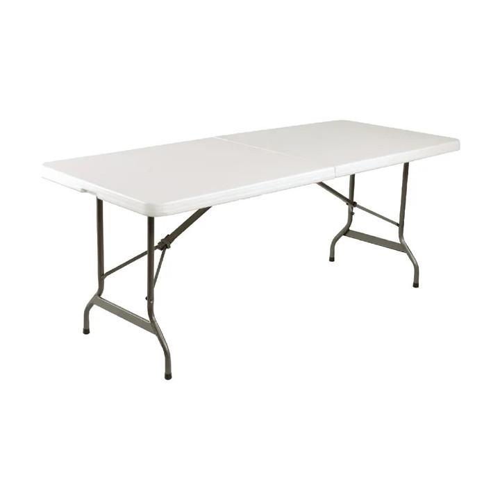 Table pliante rectangulaire transportable (L)1800 mm, en polyéthylène blanc et acier_0
