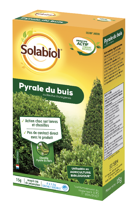 Traitement des insectes pyrale du buis - SOLABIOL - Dosettes concentrées pour haies - 15g - Agriculture biologique_0