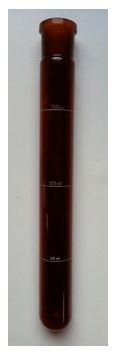 Tube à essai en verre brun Nessler - Rodage 29/32, diamètre 34mm, longueur 300mm, 3 traits à 50ml, 100ml et 150ml - AS189306X_0