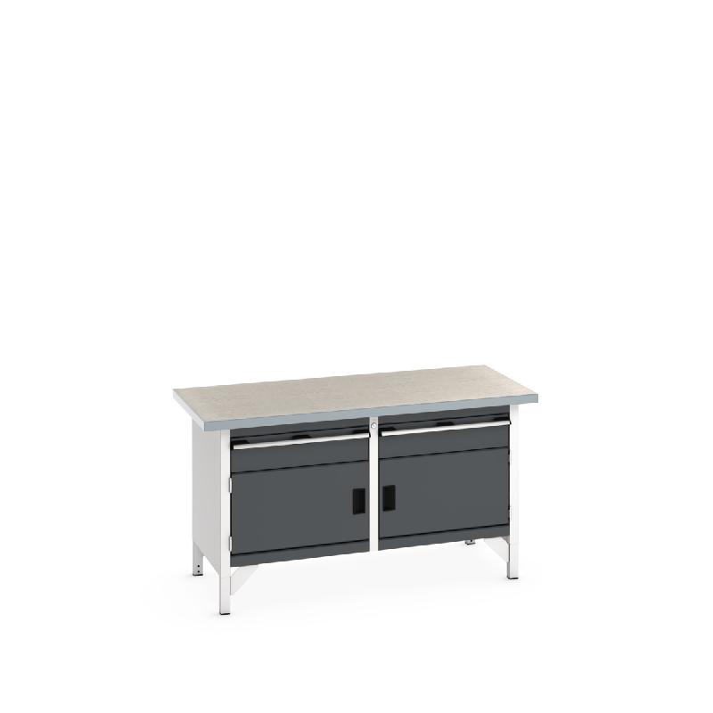 Établi Monobloc KW Cubio 1578-3.4 Lino - 2 compartiments, 2 tiroirs, plateau lino 40 mm_0