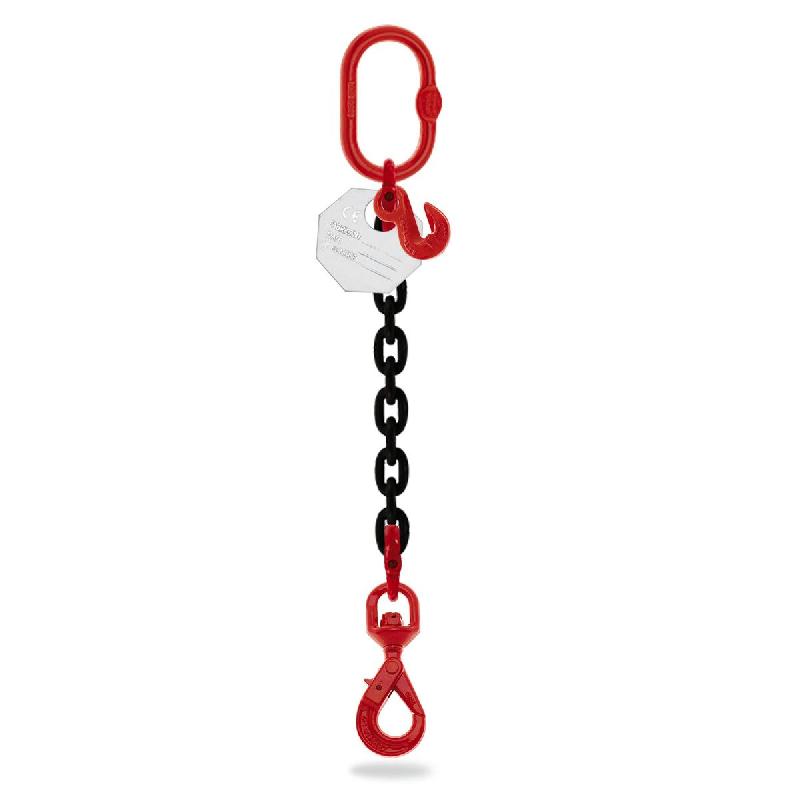 Élingue chaîne 1 brin - diamètre 7 mm - avec crochet automatique à émerillon et crochet raccourcisseur ECAER10702_0
