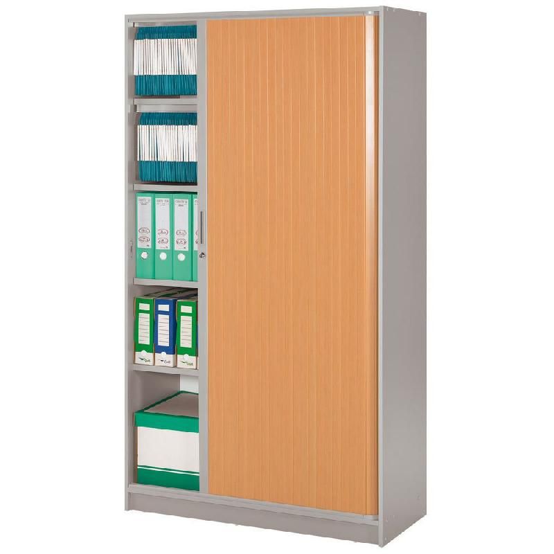 ARMOIRE À RIDEAU OFFICIO  - BOIS - H. 185 X L. 104 CM - CORPS ALUMINIUM - RIDEAU HÊTRE