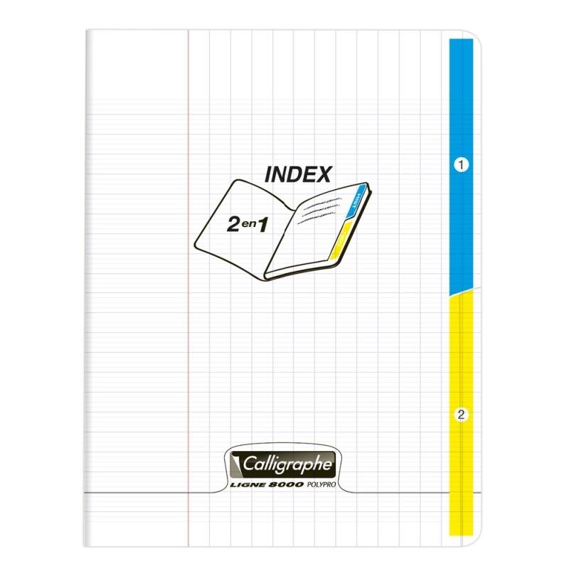 Calligraphe Lot de 10 Cahier Ligne 8000 17x22, 96p./48 feuilles 90 g/m² piquées, 2 index, couv. PP incolore, Séyès - 3210330182216_0