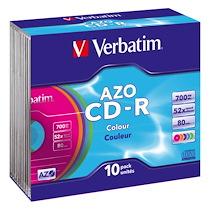 CD-R VERBATIM 700 MO 48X COULEUR BOÎTIER SLIM