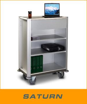 Chariot de transport d'accessoires Saturn - pour séminaires et conférences avec 3 niveaux de stockage_0