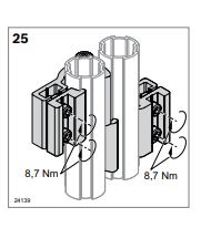 Charnière D28L/D28L en aluminium pour profilés ronds EcoShape - angle d'ouverture 180° avec matériel de fixation inclus_0