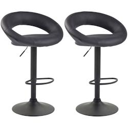 CLP Lot de 2 Tabourets de bar Olinda en similicuir hauteur réglable et siège pivotant Gris/Noir - gris polyester 320299_0
