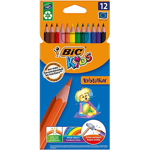 CRAYONS DE COULEUR BIC EVOLUTION ASSORTIMENT - 12 UNITÉS