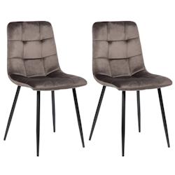 Décoshop26 - Lot de 2 chaises de salle à manger en velours gris pieds métal noir mat style moderne CDS101102 - gris 3000492469603_0