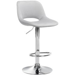 Décoshop26 - Tabouret de bar chaise haute x1 avec repose-pieds en velours gris clair piètement métallique chromé 10_0004593 - gris 3000252190181_0