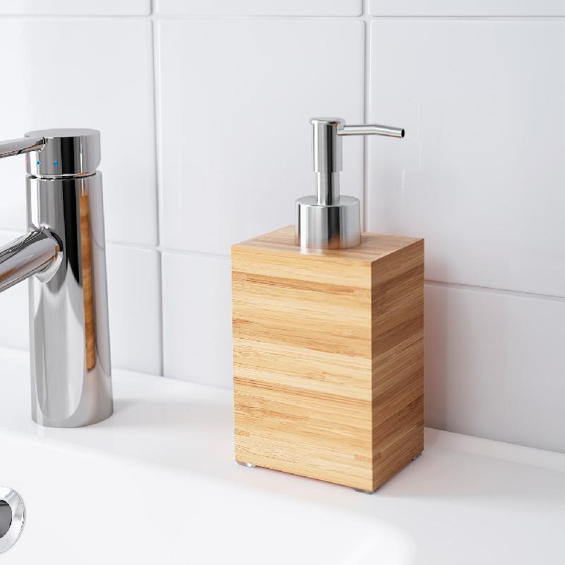 Dragan IKEA - Distributeur de savon en bambou naturel pour une salle de bain chaleureuse_0