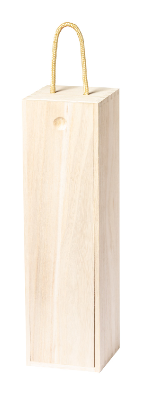 Emballage bouteille de vin - Coffret cadeau en bois avec anse cordon - Couleur naturelle_0