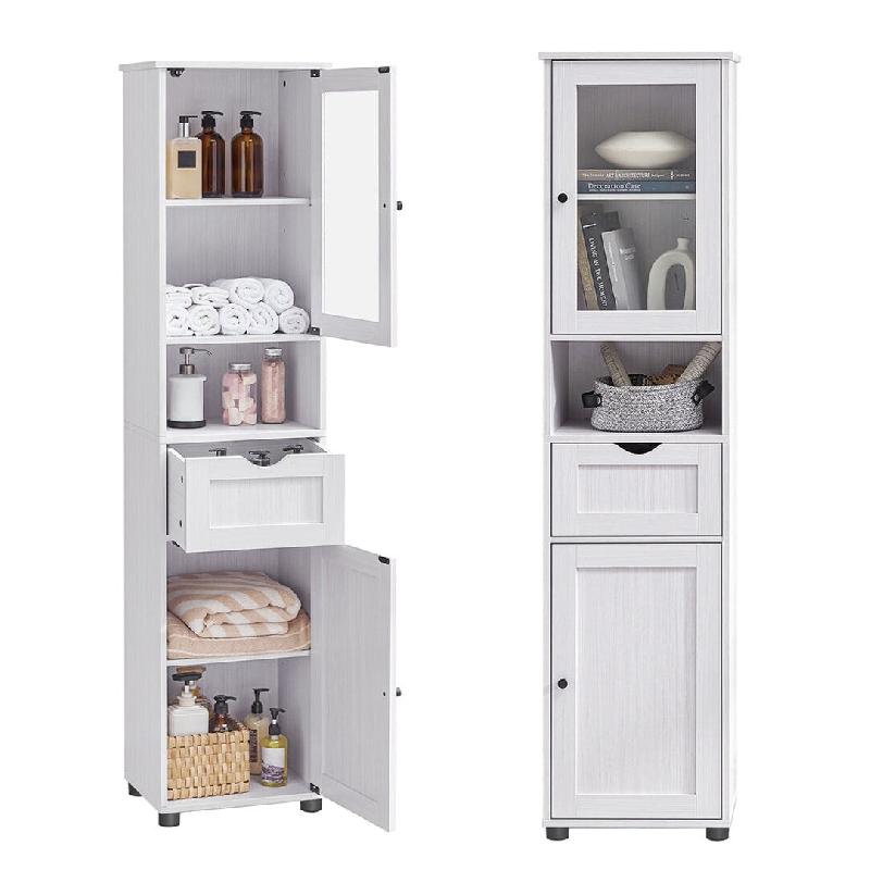 Helloshop26 - Meuble salle de bain colonne rangement 40 x 30 x 165 cm avec étagères réglables placards à porte tiroir compartiment 12_0006522 - 30_0