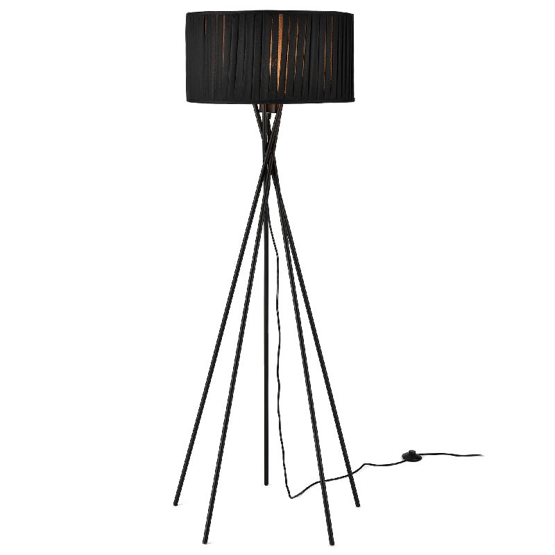 Lampadaire (1 x socle e27)(155 cm x ø 48 cm) lampe sur pied de plancher de salon noir 03_0002418