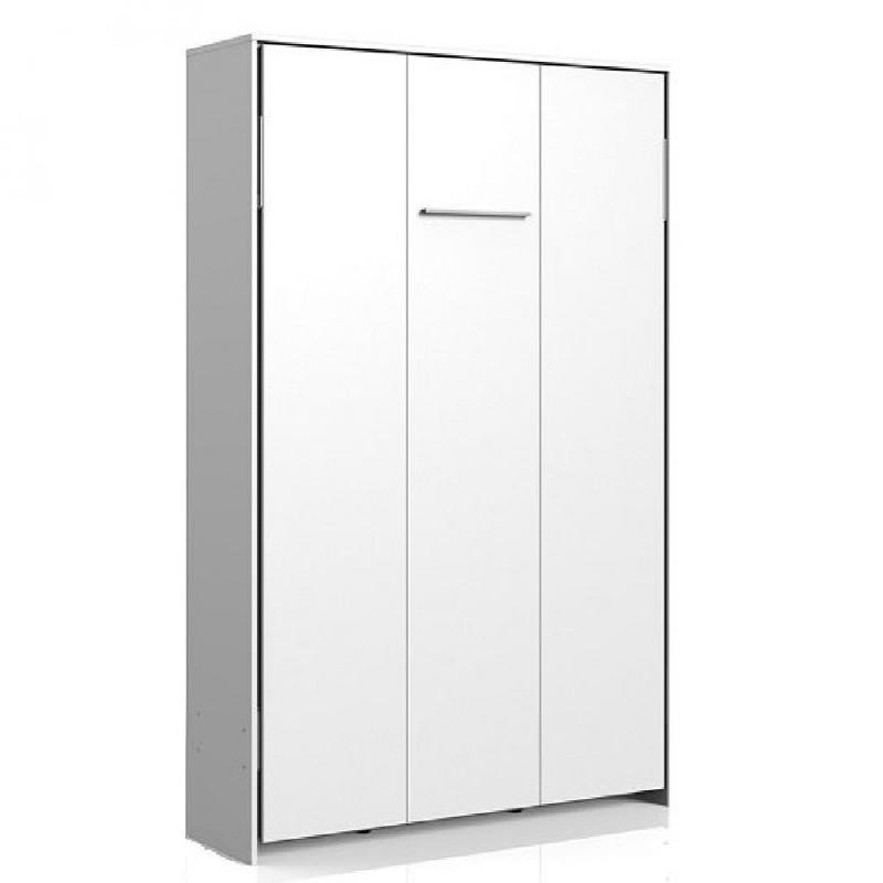 Lit escamotable Vanier blanc mat - Couchage 120 x 200 cm - Faible profondeur pour gain de place_0