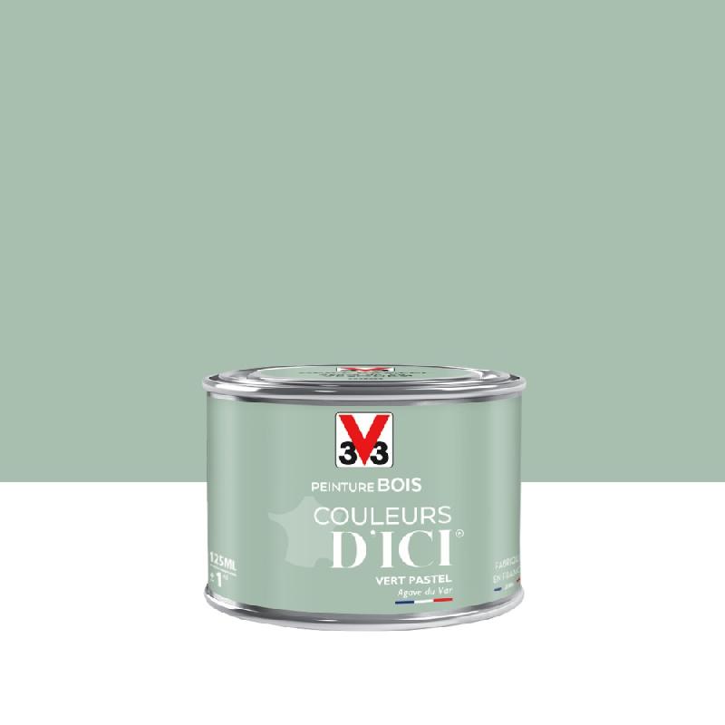Peinture bois extérieur et intérieur Couleurs d'ici® V33 - Vert pastel velours - 0.125L - Garantie 10 ans_0