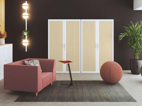 Armoire à rideaux haute L100/120 H198 SPLC - rideaux bois ou unis - garantie 8 ans_0