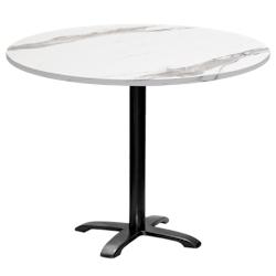 Restootab - Table ronde Ø110cm - modèle Bazila marbre blanc - blanc fonte 3760371512317_0