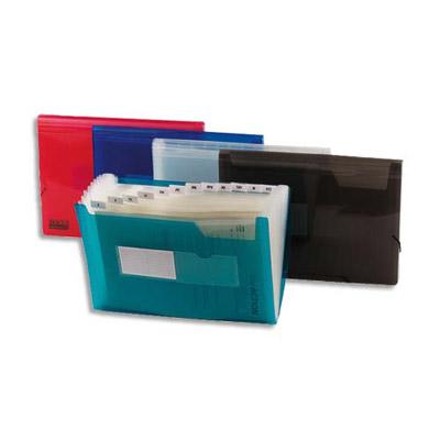 TRIEUR EN PLASTIQUE 13 COMPARTIMENTS 1ER PRIX - POCHETTES POUR CARTES DE VISITE - COLORIS ASSORTIS - LOT DE 12