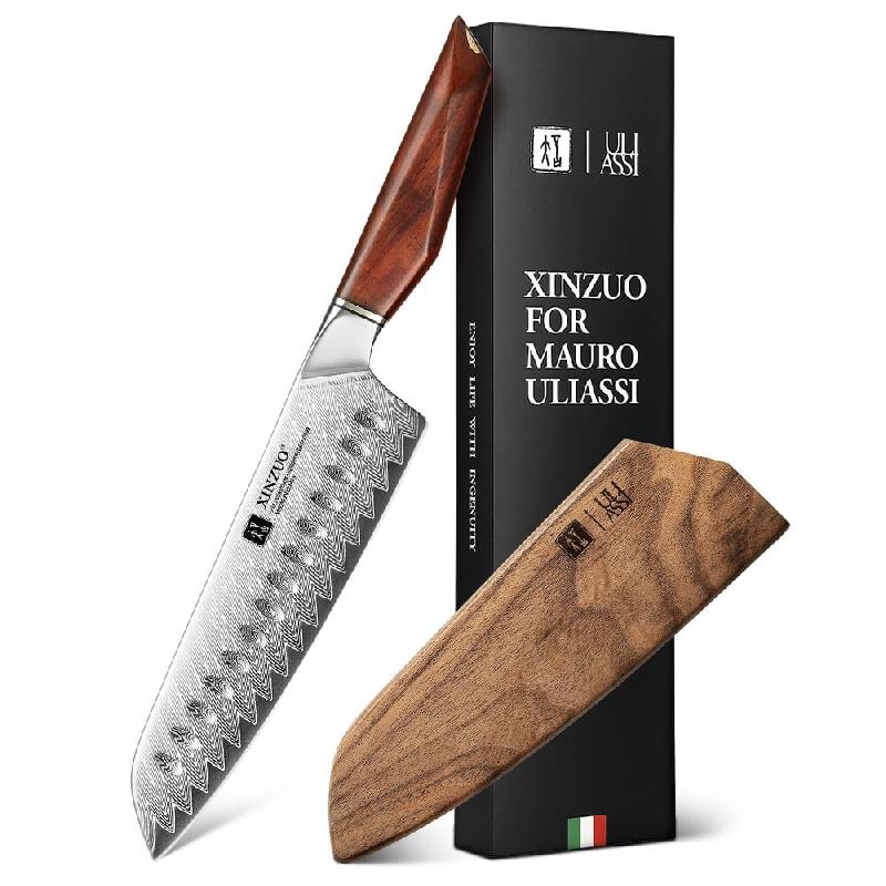 XinZuo - santoku en acier de Damas 18 cm - Série X03 Xing - Mauro Uliassi (chef 3 étoiles Michelin) - multicolore X03-RS_0