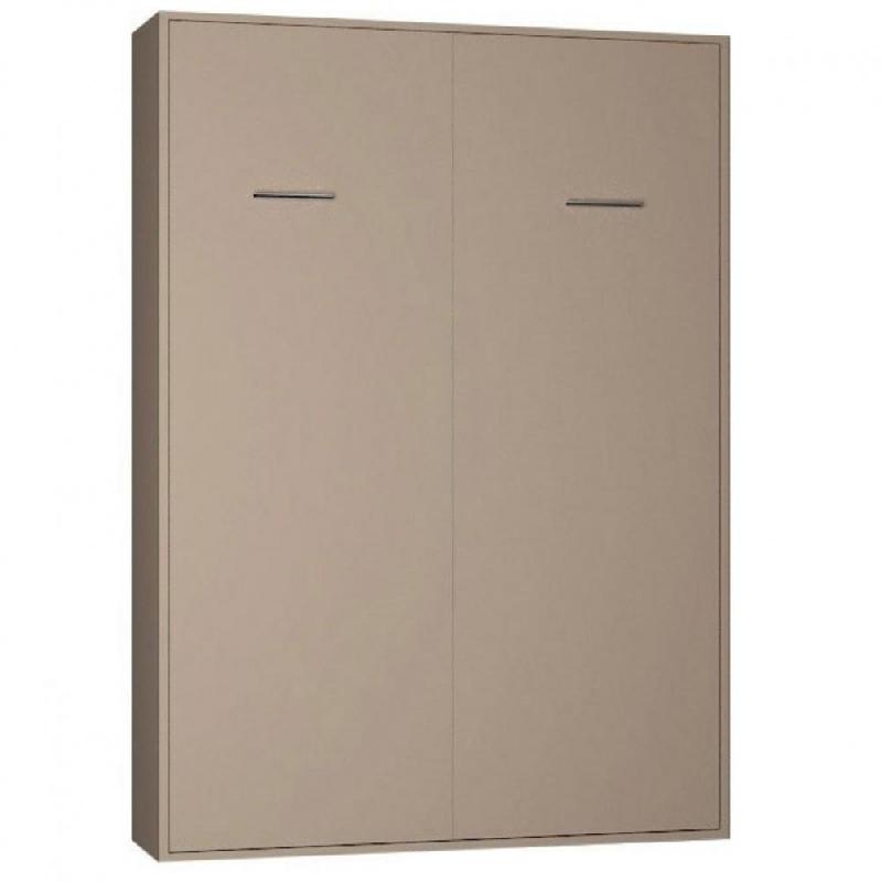 Armoire lit escamotable SMART-V2 - Taupe mat - Couchage 140x200 cm - Ultra plate avec ouverture auto-freinée_0