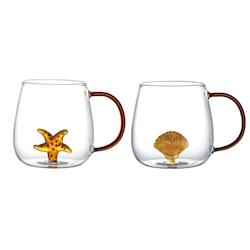 Aulica Tasses à thé étoile et coquillage  - lot de 2 - transparent 179901_0