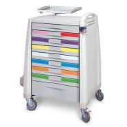 Avalo - Chariot médical d'urgence pédiatrique - Capsa Healthcare - grande zone de travail et tiroirs à code couleur_0