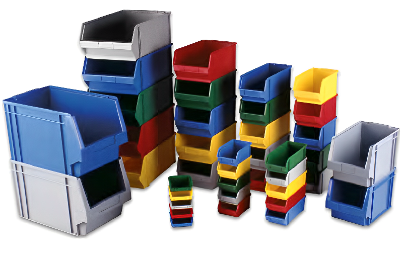 Bacs à becs - Fond et parois pleins - Norme Europe - PEHD ou Polypropylène - Coloris disponibles : rouge, vert, jaune, bleu, gris, blanc_0
