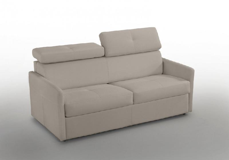 CANAPÉ 3-4 PLACES PARIS 160CM COUCHAGE EXPRESS CUIR TAUPE CLAIR MATELAS 16 CM_0