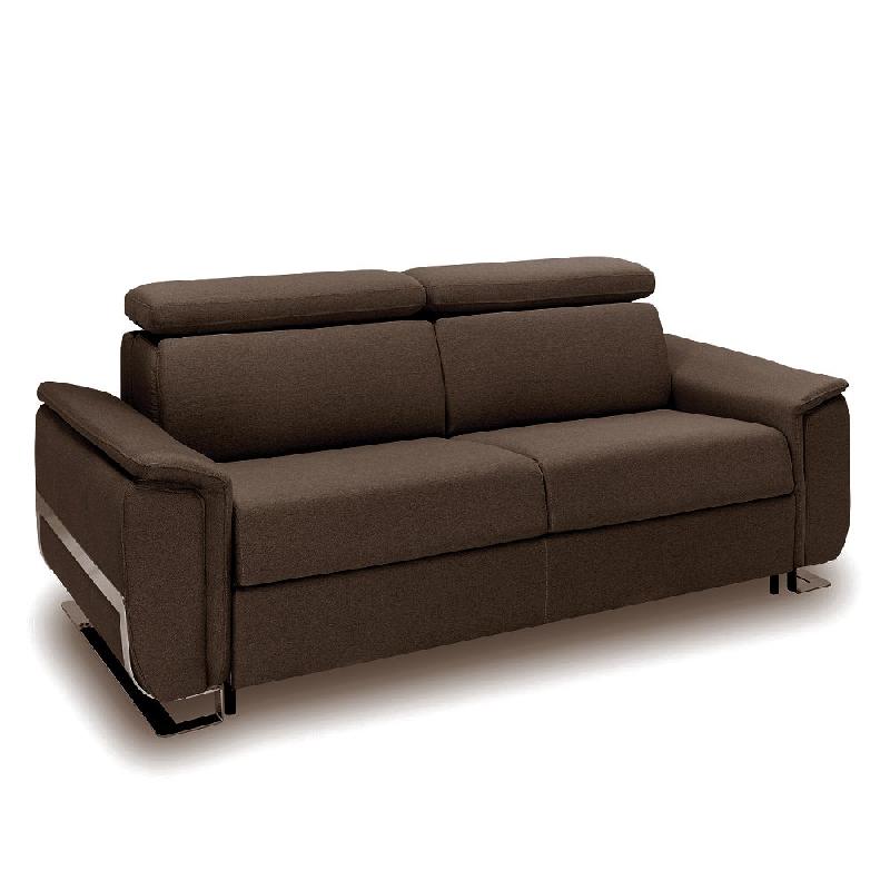 Canapé convertible express Réaumur 140cm - Matelas 16cm - Pieds luge - Polyuréthane marron - Fabrication italienne_0