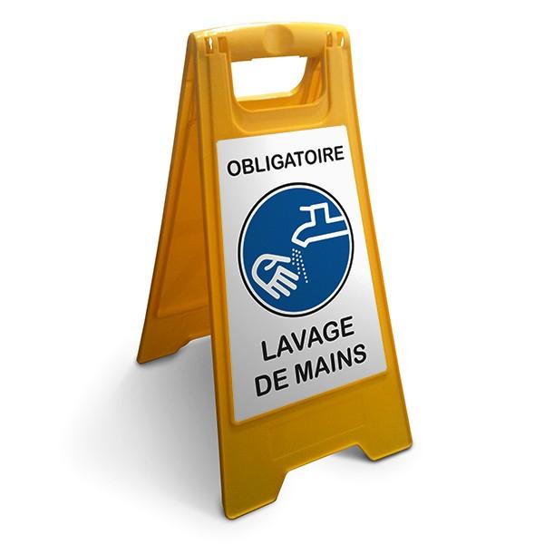 Chevalet Lavage De Mains Obligatoire Fond Blanc