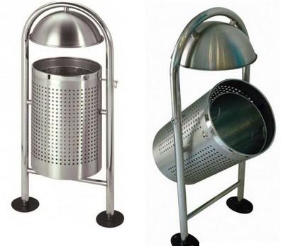Corbeille urbaine en acier brillant - 30L avec vidage par pivotement_0