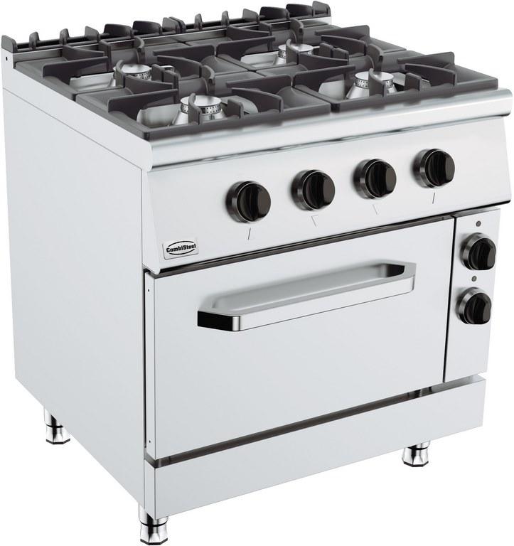 Cuisinière à gaz 4 brûleurs avec four électrique - 800x900x900 mm - 7178.3020_0