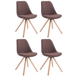 Décoshop26 - 4 chaises de salle à manger style scandinave en tissu marron pieds rond en bois clair CDS10346 - marron 3000475869604_0