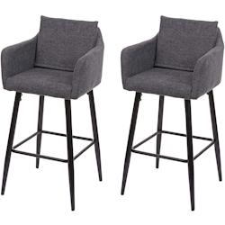 Décoshop26 - Lot de 2 tabourets de bar avec repose-pieds en tissu gris foncé et métal noir TDB04062 - gris 3001093469603_0