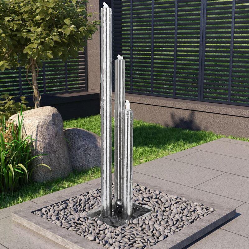 FONTAINE DE JARDIN ARGENTÉ 48X34X153 CM ACIER INOXYDABLE