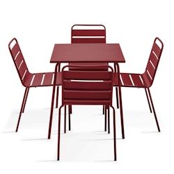 Oviala Business Ensemble table de jardin et 4 chaises en métal Pourpre - violet acier 114643_0