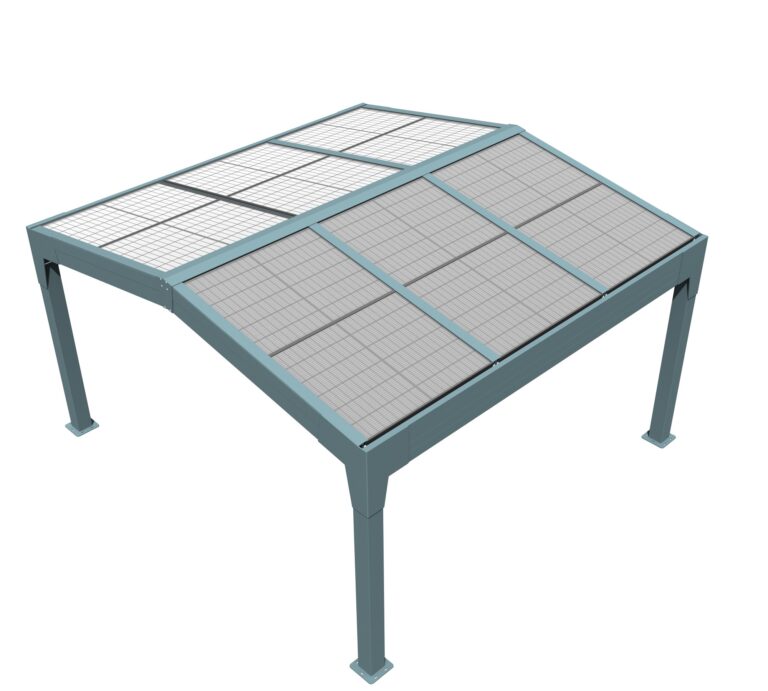 Pergola photovoltaïque en aluminium - Capture maximale du soleil, de 1 à 4 voitures - Gamme Est-Ouest PergiSol_0