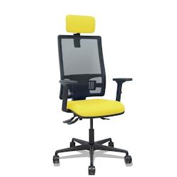 Piqueras y Crespo Silla Bormate asincro malla negra asiento bali amarillo brazos 2D ruedas 65mm cabecero regulable - jaune multi-matériau 405ASM840B1_0