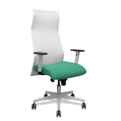 Piqueras y Crespo Sillón Albacete malla blanco bali verde esmeralda brazos blancos base blanca ruedas parqué 65mm - vert multi-matériau 13SM10B456B_0