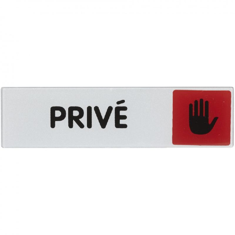 Plaque privé en plastique - 17 cm x 4,5 cm - plastifié - fixation à fixer - poids 0,028 kg_0