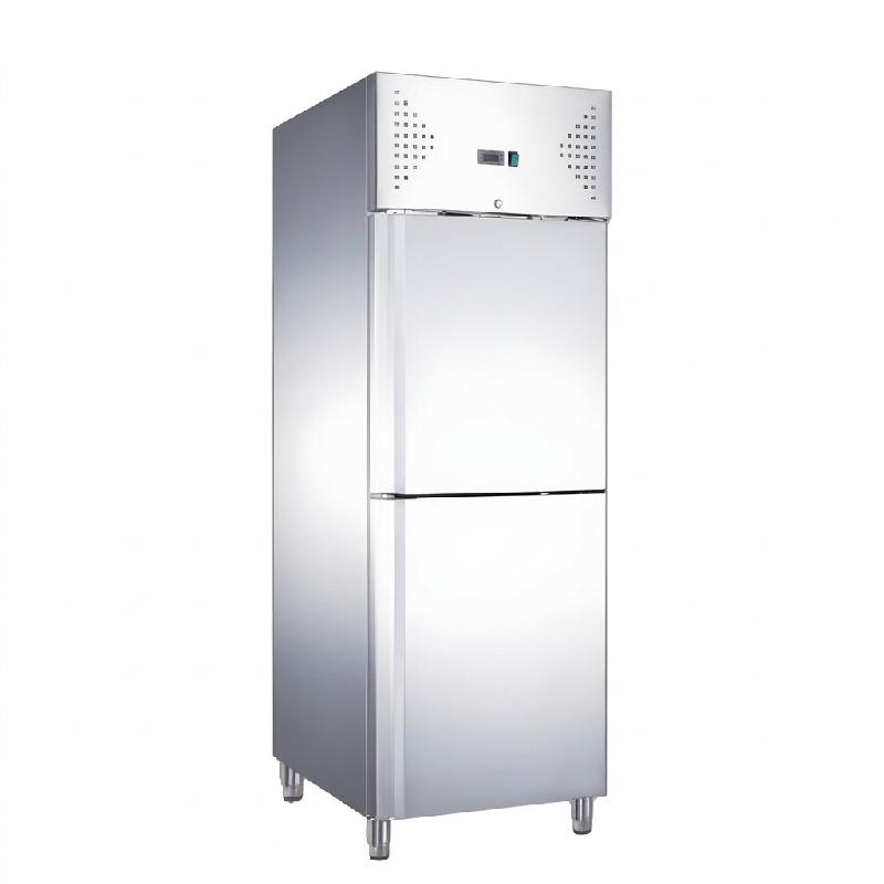 Romux® Armoire Réfrigérée Négative 2 Portillons 68 cm avec Refroidissement Froid Ventilé en Acier Inox avec Capacité de 430 L - 3 Étagères et_0
